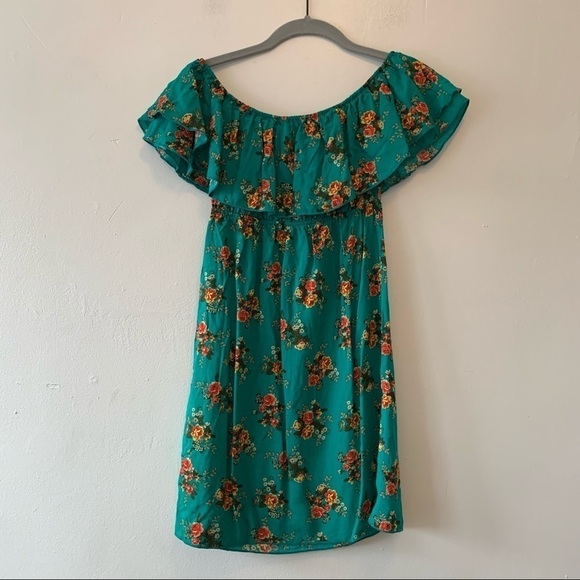 Velvet Torch Off Shoulder Ruffle Floral Mini Dress - Picture 5 of 5